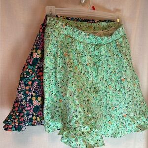 Lot Of 2 Amazon Essentials Skirts Girls XL 10 Floral Elastic Waist Colorful EUC